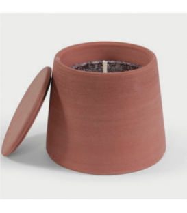 Grosse bougie parfumée d'extérieur dans un pot en terre cuite rouge avec couvercle - Dimensions : Ø 20x19cm