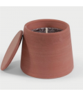 Grosse bougie parfumée d'extérieur dans un pot en terre cuite rouge avec couvercle - Dimensions : Ø 20x19cm