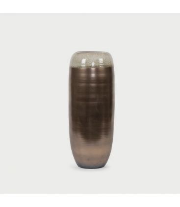 Grand vase en terre cuite noir et or