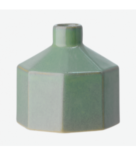 BERNE - Vase en grès vert octogonal