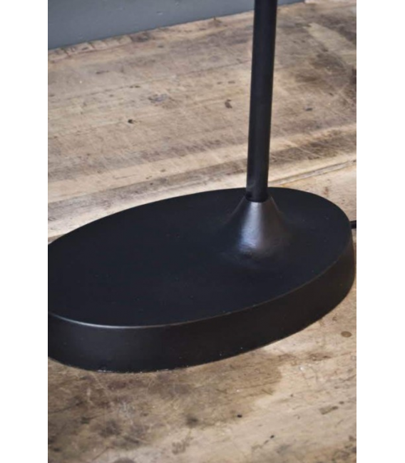 Lampe au design années 50 en laiton poli avec abat-jour noir et intérieur blanc