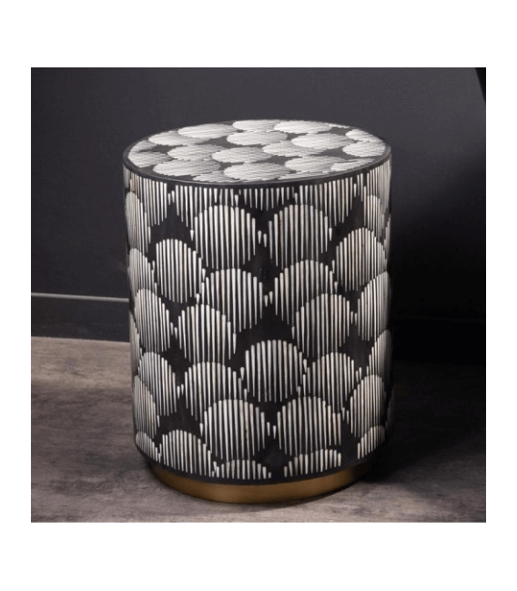 Side table, bone inlay in black resin.