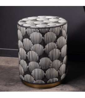 Side table, bone inlay in black resin.