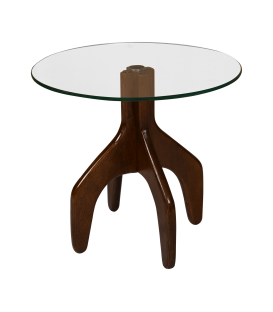 Petite table ronde en bois et verre