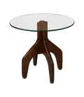 Petite table ronde en bois et verre