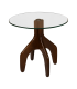 Petite table ronde en bois et verre