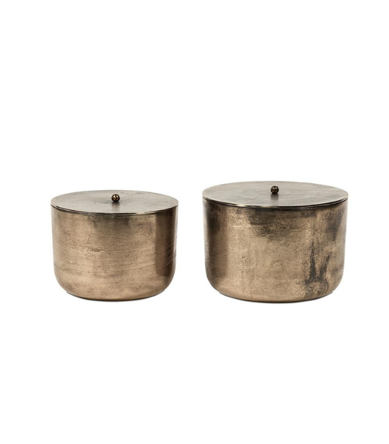 Duo de bougies exterieures dans pot en laiton