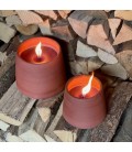 Grosse bougie d'extérieur - Lavande ou citronnelle - dans un pot en terre cuite rouge avec couvercle