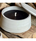 Grosse bougie parfumée d’exterieur – lavande – pot en terre cuite grise avec couvercle