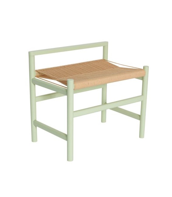 Banc en chêne & corde tressée – Vert clair - Héritage