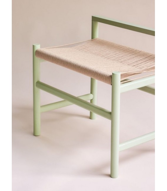 Banc design en chêne & corde tressée – Vert clair - Héritage
