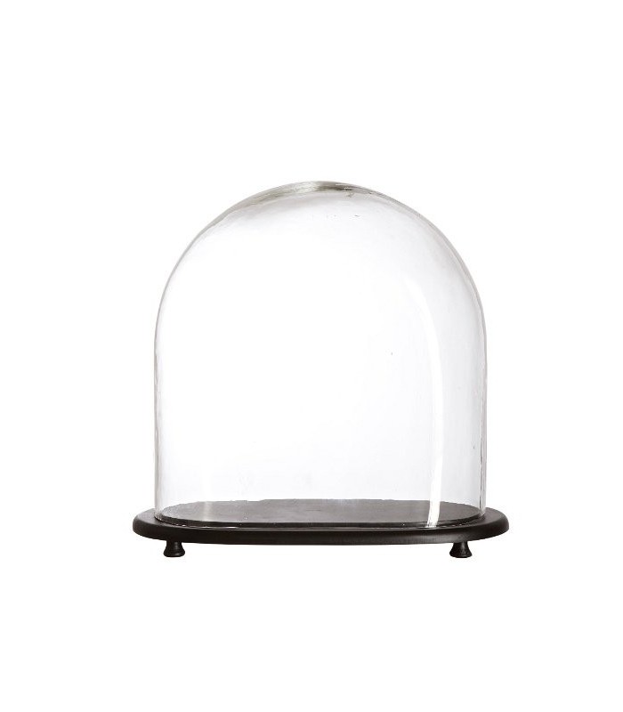 Cloche en verre socle noir 19cm